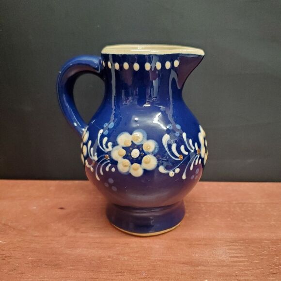 Vintage 1950-1960's Poland-Bunzlauer Style Ceramic Small Milk Cream Pitcher - Picture 4 of 10